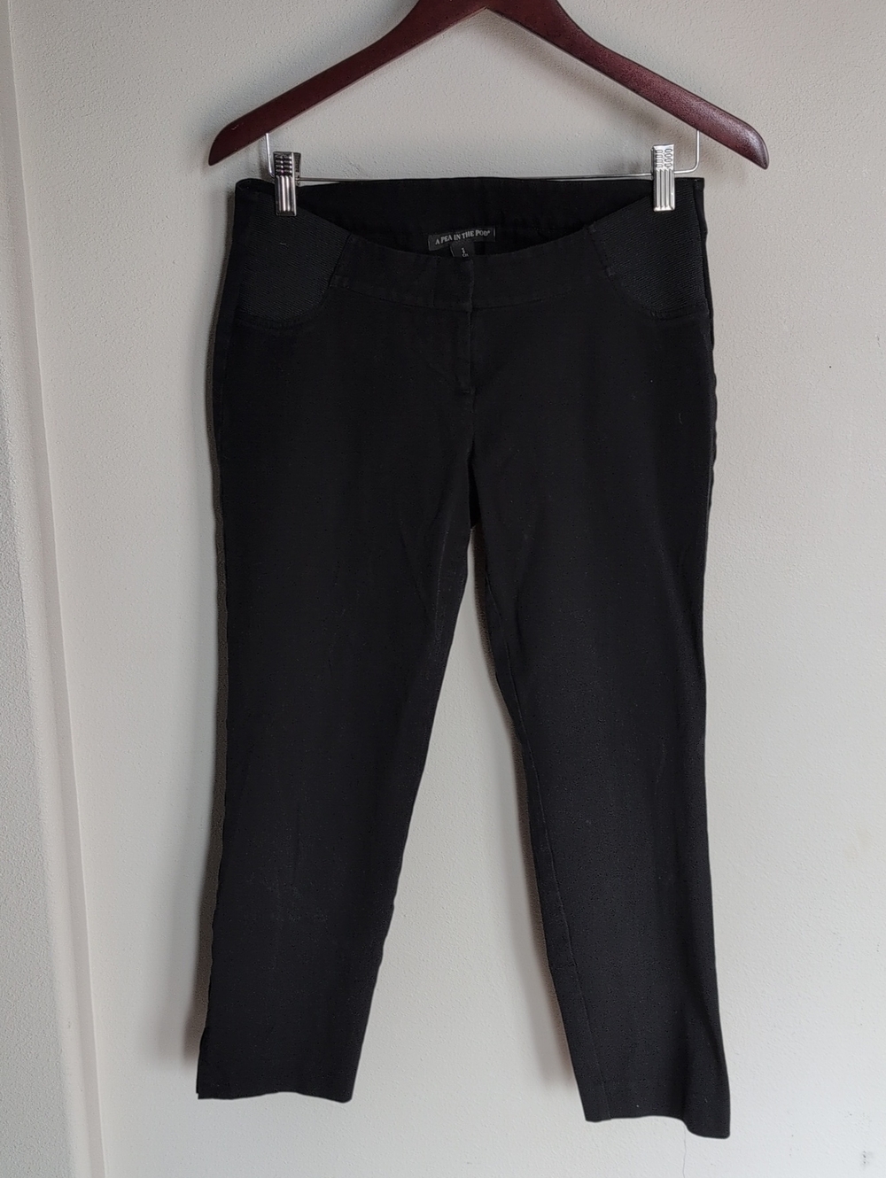 A Pea In The Pod Black Cropped Ponte Split Hem Maternity Pants